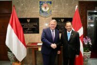 kunjungan kehormatan Menteri Luar Negeri (Menlu) Denmark Lars Løkke Rasmussen di Kantor Pusat Kemendagri, Jakarta