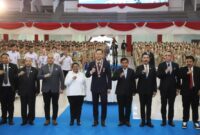 Menteri Koordinator  Bidang Infrastruktur dan Pembangunan Kewilayahan Agus Harimurti Yudhoyono menghadiri kegiatan studium generale di kampus IPDN Jatinangor