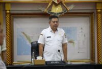 Sekjen Kemendagri Tomsi Tohir saat memimpin Rapat Koordinasi (Rakor) Pengendalian Inflasi Daerah Tahun 2025