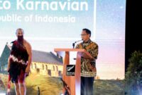 Mendagri Tito Karnavian saat memberikan sambutan dalam peringatan Tahun Baru Māori, Matariki