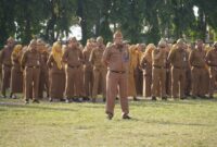ASN Pemerintah Provinsi Lampung mengikuti Apel Gabungan di Lapangan Korpri, Bandar Lampung, Senin (3/8/2026)