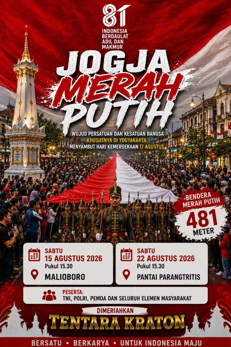 Sambut HUT ke-81 RI, Jogja Siapkan Pembentangan Bendera Raksasa 481 Meter