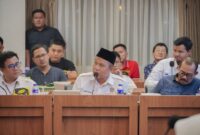 Peserta rakit menyampaikan pandangannya saat Rapat Koordinasi Pelaksanaan Program Strategis Nasional (PSN)