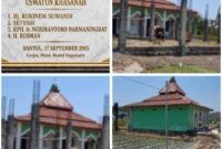 Rangkaian proses pembangunan asrama yatim piatu dan dhu'afa Yayasan Uswatun Khasanah di Gerjen, Pleret, Bantul — mulai dari kerja bakti warga, prasasti Dewan Pendiri Yayasan, hingga wujud bangunan yang kini mulai berdiri di atas tanah wakaf almarhumah Hj. Rukinem Suwandi.