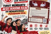 Gerakan Pemuda Marhaenis (GPM) DPC Kota Yogyakarta membuka Posko Udara Advokasi Beasiswa Kuliah untuk mendampingi warga—pelajar, calon mahasiswa, hingga orang tua—dalam mengurus beasiswa kuliah berbasis APBD Pemkot Yogyakarta serta advokasi perubahan data desil kesejahteraan. (Foto: GPM Kota Yogyakarta)