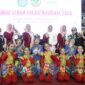Tim senam kreasi Provinsi Banten yang diwakili Perwosi Kota Tangerang dan Kabupaten Tangerang berfoto bersama usai tampil di Lomba Senam Kreasi Nasional 2026 yang mengusung tema 