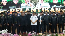upati Bandung Dadang Supriatna foto bersama pengurus DPD PPSI Kabupaten Bandung periode 2026–2031 usai pelantikan di Gedung Moh. Toha, Soreang