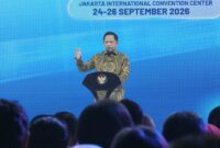 Menteri Dalam Negeri Muhammad Tito Karnavian menyampaikan sambutan dalam pembukaan FEKDI x IFSE 2026 di Jakarta International Convention Center (JICC).