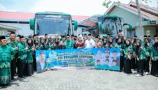Jihan Nurlela bersama pengurus PWNU dan PW Pergunu Lampung melepas secara resmi rombongan mahasiswa beasiswa S-1 dan S-2 di Aula PWNU Lampung.