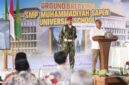 Foto Bupati Sleman, Harda Kiswaya menyampaikan sambutannya dalam acara Peletakan Batu Pertama SMP MSUS yang diinisasi oleh UMY